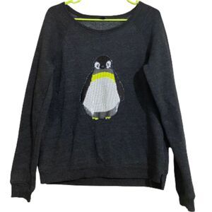 AMERICAN EAGLE OUTFITTERS WOMEN’s BLACK MULTI SEQUINED PENGUIN SHIRT Size- M